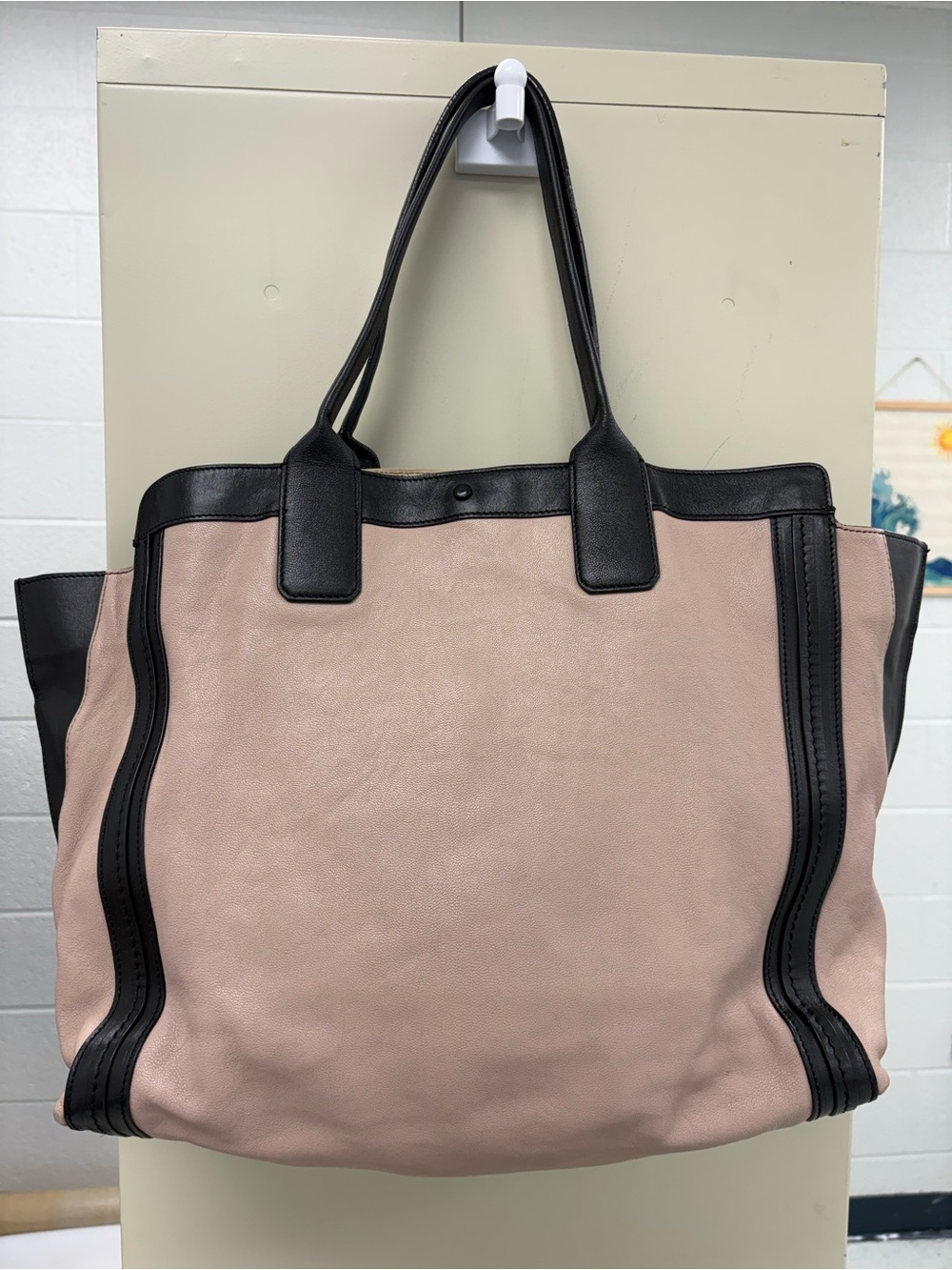 Chloé Alison East West Bicolor Leather Tote Bag Pink Black